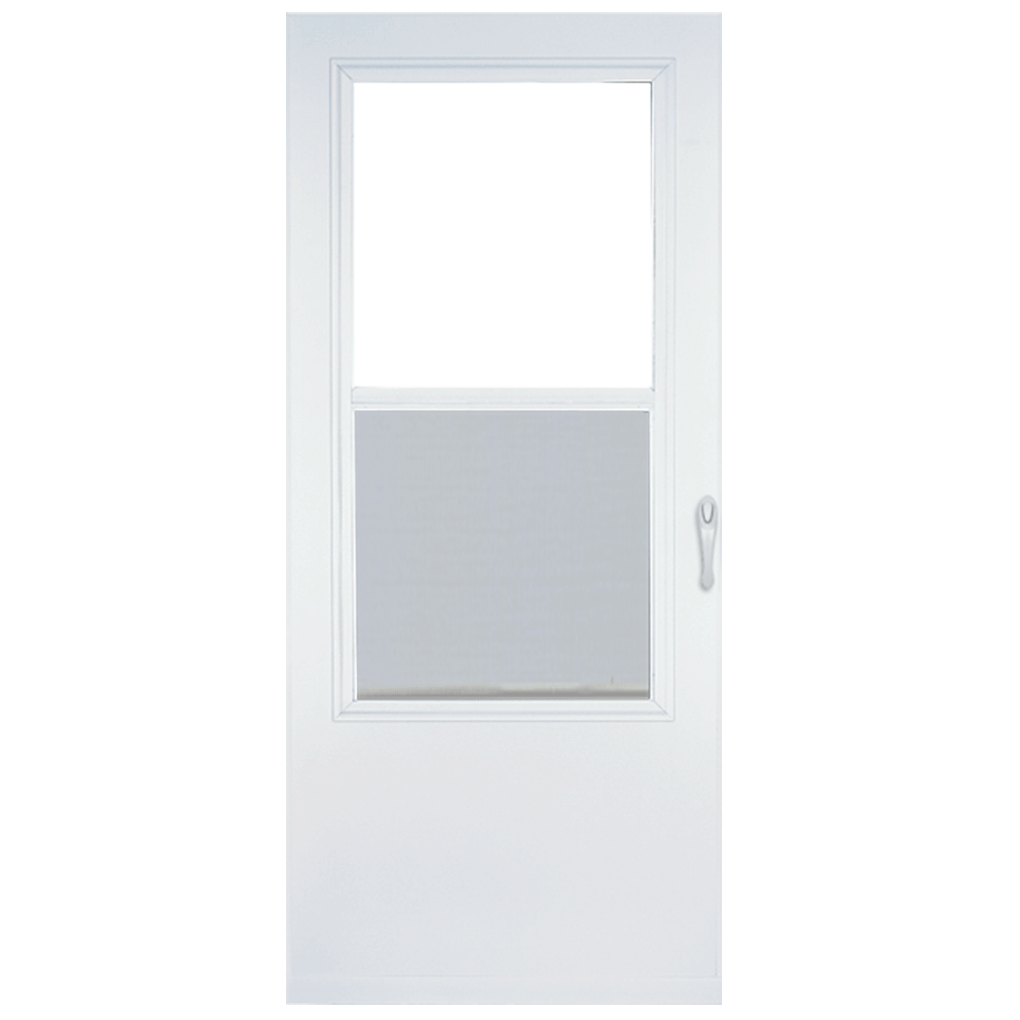 830 14 Larson Superior Value Mid View Wood Core Storm Door White